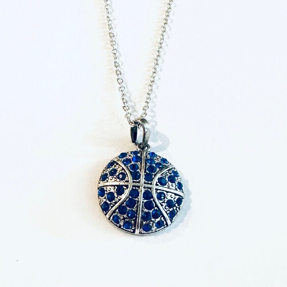 Royal Blue Crystal Basketball Necklace